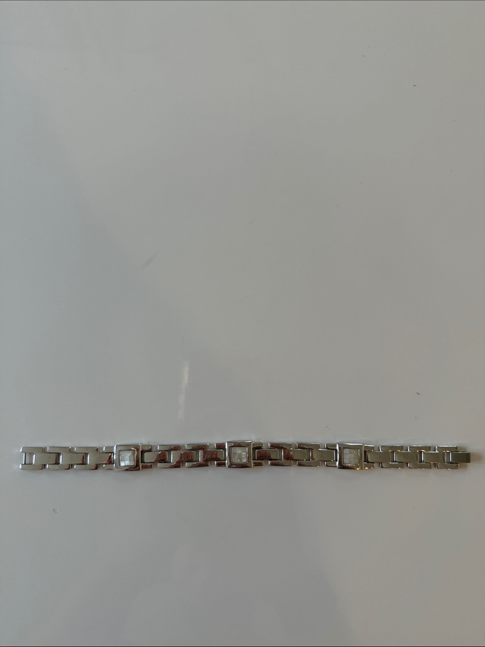 Helzberg Diamonds Silver Link Bracelet with Square Accents